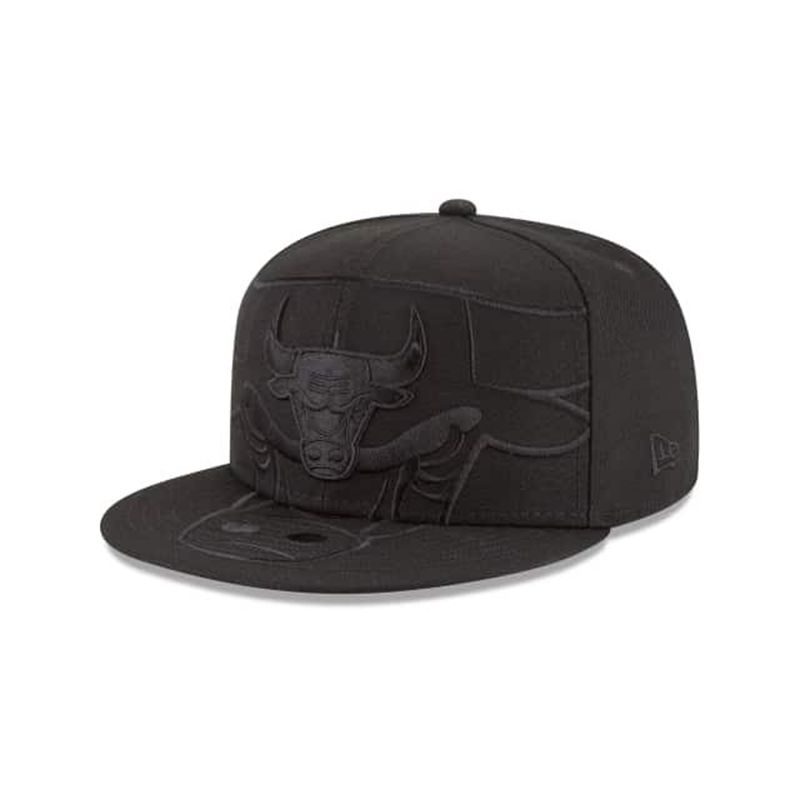 NBA Chicago Bulls Logo Spill 9Fifty Snapback (FMZ0674) - Black New Era Caps